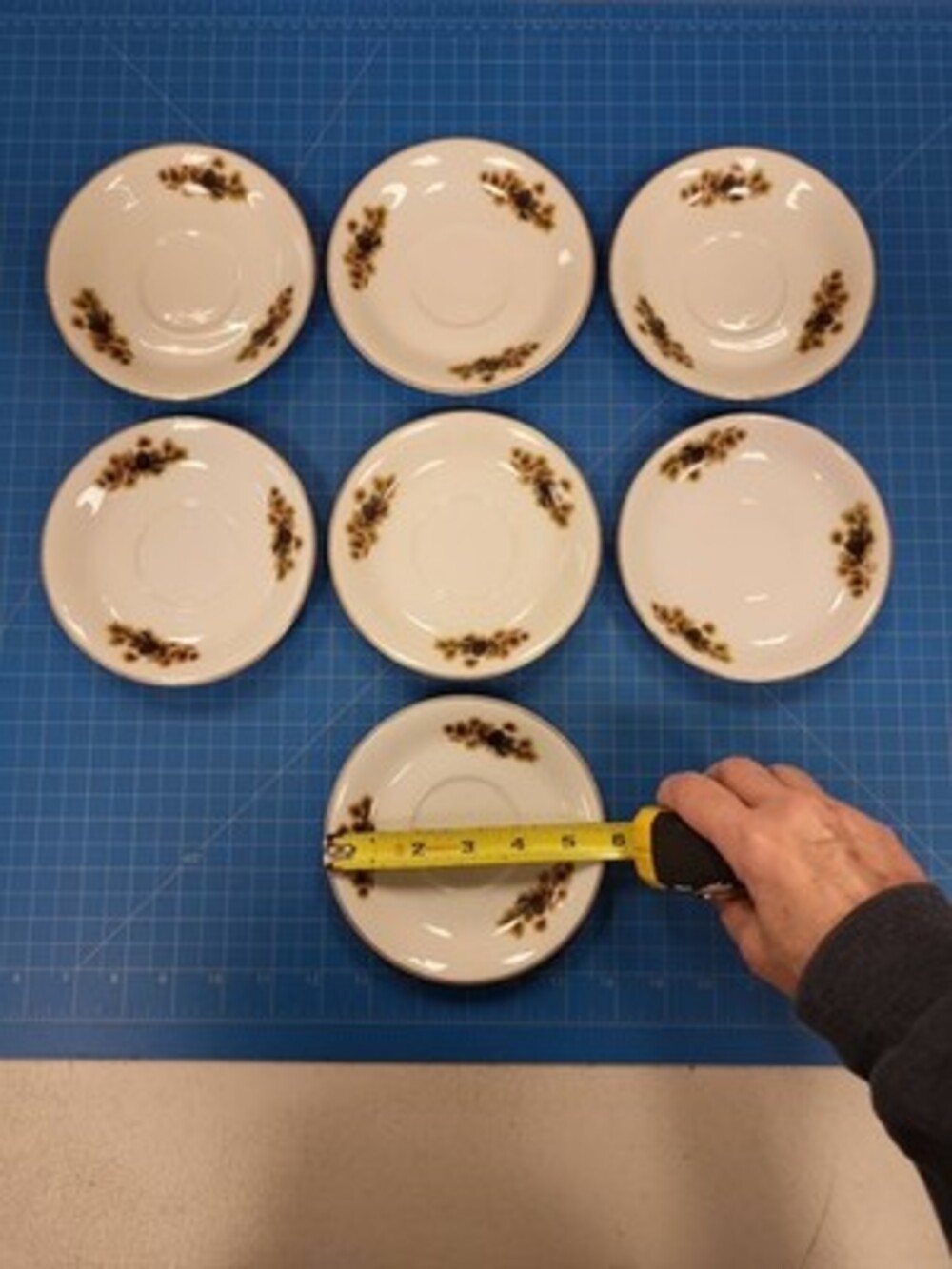 Meiyo China Saucers Set 7 Japan Floral Pinecone Design Replacement Dishes